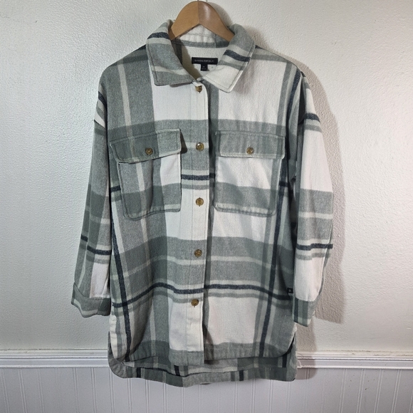 Banana Republic Other - Banana Republic Green Plaid Fleece Shacket Button Up Mens Medium